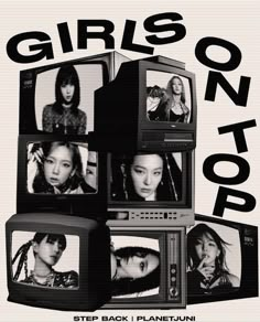 the girls on top album cover with four televisions stacked up in front of each other