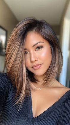 💖 Effortless A Line Long Haircut Lob Haircuts Inspiration | Pinterest Favorite Long Asymmetrical Haircut, Inverted Bob With Layers, Haircuts With Balayage, Haircuts Inspiration, A Line Long Bob, Long Angled Bob Hairstyles, Haircut Lob, A Line Bob, Lob Haircuts