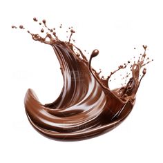 chocolate splashing into the air on white background