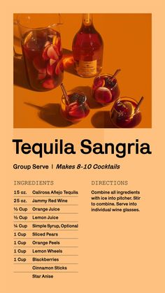 an advertisement for tequila sangria with drinks