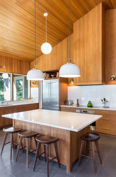 MID-CENTURY RESIDENCE The beauty in this expansive Walter Gordon, mid-century home was that it had been untouched since it was built. The challenge was remodeling the heart of it – […] Mid Century Modern Kitchen Island, Modern Kitchen Island, Mid Century Modern Interiors, Mid Century Kitchen, Kitchen Remodel Idea