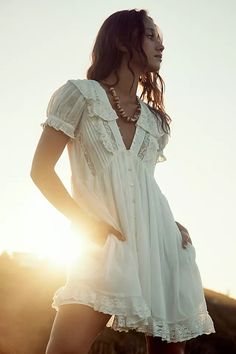 Sunkissed Mini Dress | Free People Short White Boho Dress, Reception Dress Short, Senior Outfits, White Bohemian Dress, Knee Length Dresses Casual, Boho Dress Short, Beachy Dresses, White Boho Dress, Cottagecore Fashion