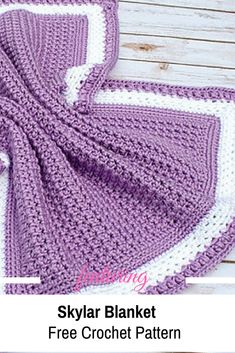 a crocheted blanket is shown with the text skyr blanket free crochet pattern