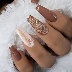 Charming New Years Nail Designs Ideas 2023 Ombre Nail Design, Marble Acrylic Nails, Nails Short Acrylic, Nails Medium Length, Nails Acrylic Short, Nagellack Trends, Nails Brown, Nails Acrylic Coffin, Shaggy Bob