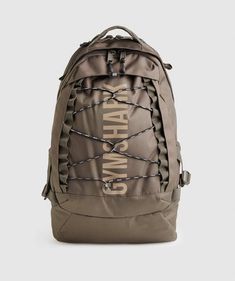 a brown backpack with the words wyoming on it