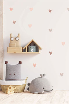 Nursery Wall Sticker Kids Room Heart Wall Stickers Watercolour Heart, Beautiful Environment, Grey Heart, Room Children