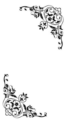 a black and white image of an ornate design with flowers on it's corner