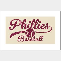 the phillies baseball logo is shown in red and beige, with an old - fashioned ball on