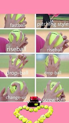 the instructions for how to make a softball heart with tennis balls and other sports equipment