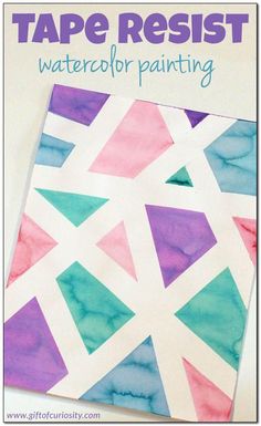 a watercolor painting with the words tape resistt on it and an image of colorful triangles