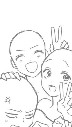 a drawing of two people hugging each other with their arms around one another and smiling at the camera