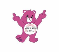 a pink teddy bear with the words like i give a touch