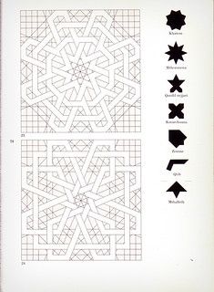 four different geometric designs are shown in black and white