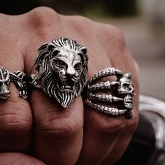 The Lion is a symbol of wisdom, power, and courage. As a natural born leader, the Lion assumes roles of authority and rules with an open heart, fairness, and respect. Those who possess the Lion spirit are courageous and hold their community together. The Roaring Lion Ring from our Beast Collection is custom molded and cast with a premium blend of surgical stainless steel that offers enhanced durability, even after exhaustive wear. Combined with a clean polished finish, the stainless steel Roarin Lion Spirit, Born Leader, Lion Jewelry, Symbol Of Wisdom, Roaring Lion, Lion Ring, Biker Jewelry, Open Heart, The Lion