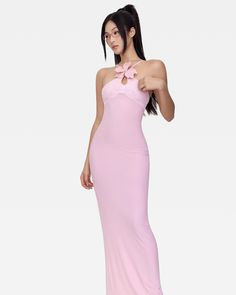 Pretty Clothing, Pink Ball Gown, Bodycon Maxi Dress, Bodycon Maxi Dresses, Dress Pink, Halter Neck, Skirt Pants, Set Dress, Pretty Outfits