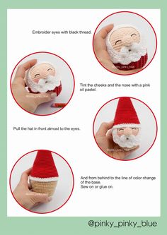 instructions to crochet santa claus from the little red book by pinky pinky