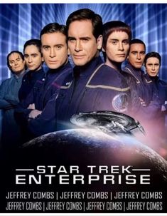 the poster for star trek enterprise starring from left to right, jeffy davis, jeffy