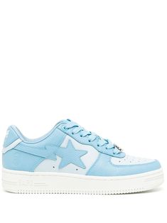 blue/white calf leather logo patch to the side logo patch at the tongue front lace-up fastening perforated toebox round toe branded insole flat rubber sole Girly Shoes, Bathing Ape, Blue Sneakers, Sneakers Blue, Boot Pumps, Van Cleef Arpels, Summer Beach Wear, A Bathing Ape, Leather Logo