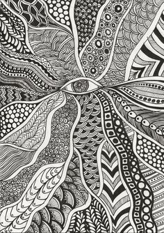 an intricate black and white drawing with lots of lines on the bottom half of it