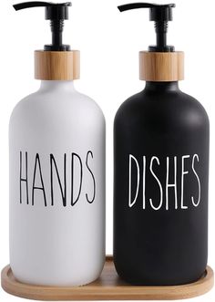 Glass Soap Dispenser Set, BIKALAN 475ml Soap Dispenser Black and White Bathroom Set with Tray, Shampoo Lotion Hand Soap Dispenser for Kitchen Countertop Farmhouse Soap Dispenser, Kitchen Decor Black, Hand And Dish Soap Dispenser, Soap Dispenser Tray, Soap Dispenser Set, Glass Soap Dispenser, White Kitchen Decor, Soap Pump Dispenser, Dish Soap Dispenser