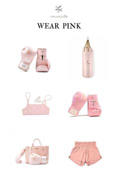 pink items are displayed on a white background with the words,'wear pink '