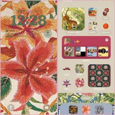 an image of a phone screen with flowers and numbers on the back side, along with stickers