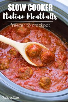 slow cooker italian meatballs freezer to crockpot with text overlay