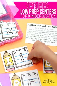 the free low prep centers for children to practice their handwriting and writing skills with this alphabet letter matching activity