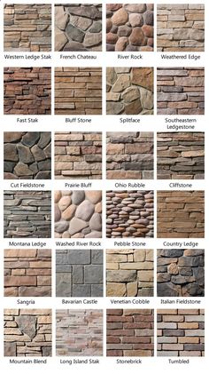 a bunch of different types of stone wallpapers in various colors and sizes, including brown