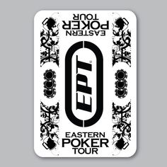 the logo for the eastern poker tour is shown in black and white on a gray background