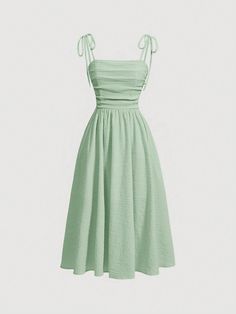 Shoulder Drop Dress, Cute Mid Length Dresses, Cute Dresses Midi, Casual Sleeveless Dress, Dark Green Semi Formal Dress, Green And White Aesthetic Outfit, Shein Cami Dress, Cute Simple Dresses Casual, Graduation Dress Middle School 8th Grade