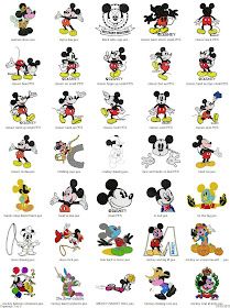 the mickey mouse stickers are all different sizes and colors, but they appear to be in