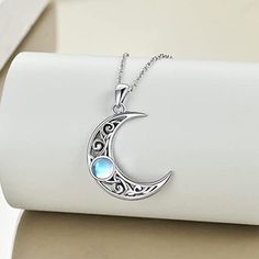 Opal Crescent Moon Necklace-MoonChildWorld Mystical Clavicle Chain Jewelry As Gift, Mystical Clavicle Chain Jewelry For Gift, Celestial Sterling Silver Necklace Gift, Celestial Sterling Silver Necklace For Gift, Celestial Sterling Silver Necklaces As A Gift, Mystical White Gold Jewelry Gift, Silver Celestial Jewelry For Her, Celestial White Gold Necklace Gift, Celestial White Gold Necklace For Gift