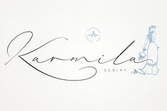 the logo for karmilia script