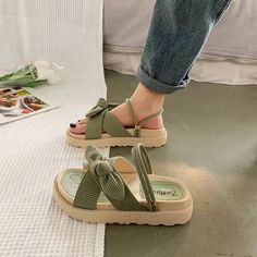 Womens Useful For Summer Flat Slipper Summer Fairy, Fairy Style, Flat Shoe, Butterfly Knot, Roman Fashion, Flat Slipper, Summer Flats, Fairy Fashion, Shoes Summer