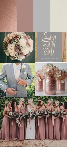 the wedding color scheme is pink and gold