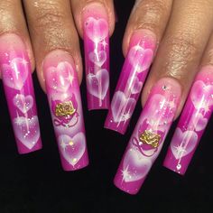 Y2K Nail Ideas That'll Take You Right Back to the Year 2000 — See Nails With K Initial, Pink Nails Gel, Y2k Nail, Nails Basic, Nails Charms