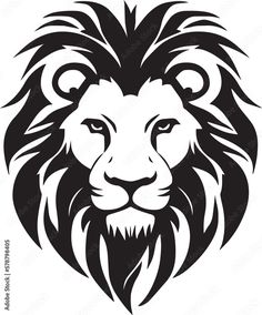 a black and white lion's head