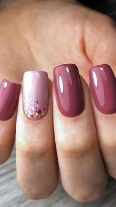 Short Square Nails, Purple Nail, Her Nails, Nail Art Instagram, Design Nails, Nails 2020, Nails Pink, Pink Nail, Dipped Nails