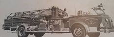 an old fire truck is shown in black and white