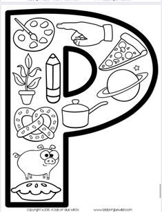 the letter p is for pizza coloring page