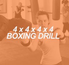 a woman is hitting a boxing ball with her hand and the words 4x4 x4