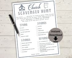 a printable church scavenger hunt is shown