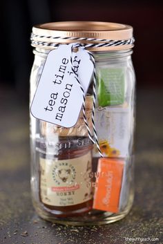 a jar filled with different types of spices