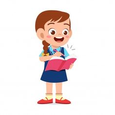 a girl is reading a book and smiling