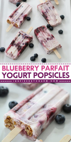 One of the best summer desserts that's healthy and delicious! Made with fresh blueberries and granola, these yogurt parfait pops are a perfect sweet summer frozen treat. Gotta love a yogurt popsicle recipe that tastes like a blueberry parfait! Blueberry Yogurt Popsicles, Easy Popsicle Recipes, Easy Popsicles, Granitas, Blueberry Yogurt, Healthy Popsicles, Yogurt Popsicles, Fruit Popsicles, Healthy Blueberry