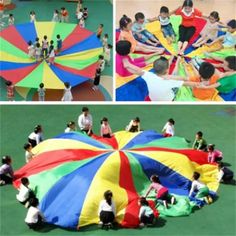 several pictures of people with umbrellas on the ground and one is holding onto another