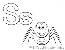 the letter s is for spider coloring page