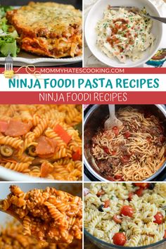 many different pictures of food that include pasta, noodles and sauces with the words ninja food