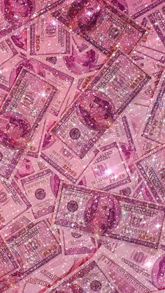 pink glitter money wallpaper with lots of sparkles on the top and bottom half